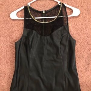 Black leather and lace top